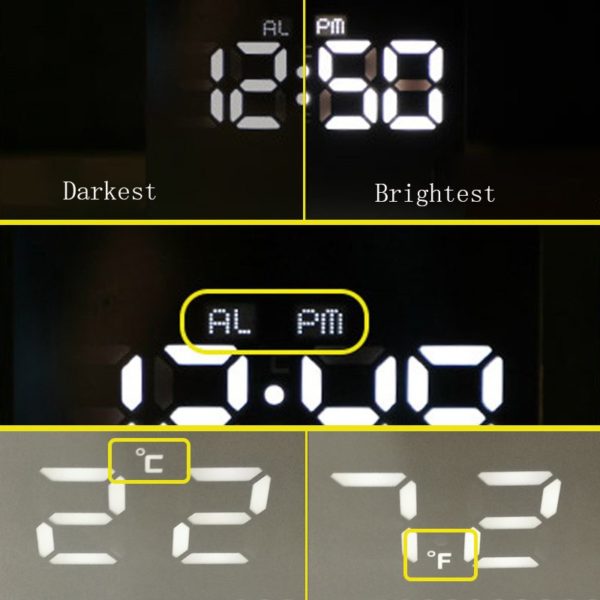 Digital Mirror LED Alarm Clock 2