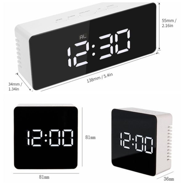 Digital Mirror LED Alarm Clock 1