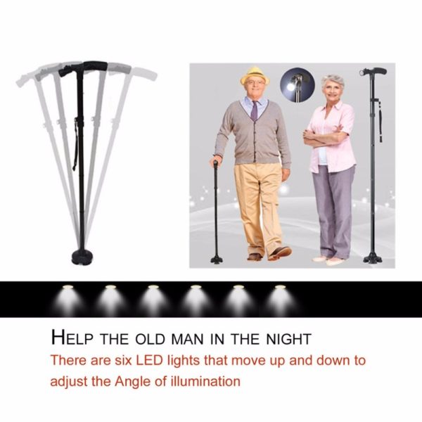 Walking Stick /Trail Hiking Pole with LED Light for Elderly 4
